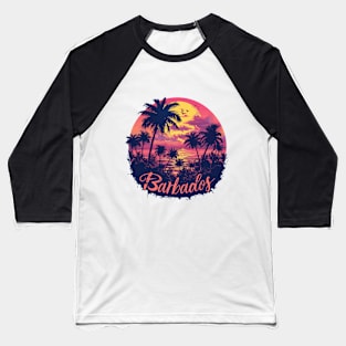 Barbados Sunset (with Orange Lettering) Baseball T-Shirt